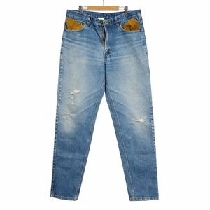 VTG Y2K Carhartt B17 DST Light Washed Blue Denim Work Jeans Size‎ 36x34